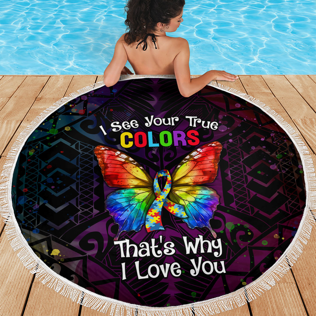 I See Your True Colors Beach Blanket Autism Support