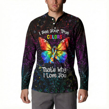 I See Your True Colors Personalised Button Sweatshirt Autism Support