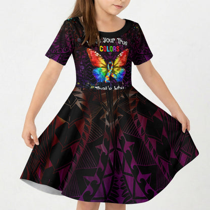I See Your True Colors Personalised Kid Short Sleeve Dress Autism Support