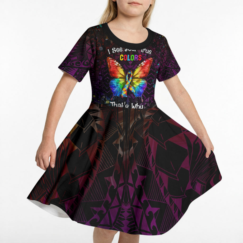 I See Your True Colors Personalised Kid Short Sleeve Dress Autism Support