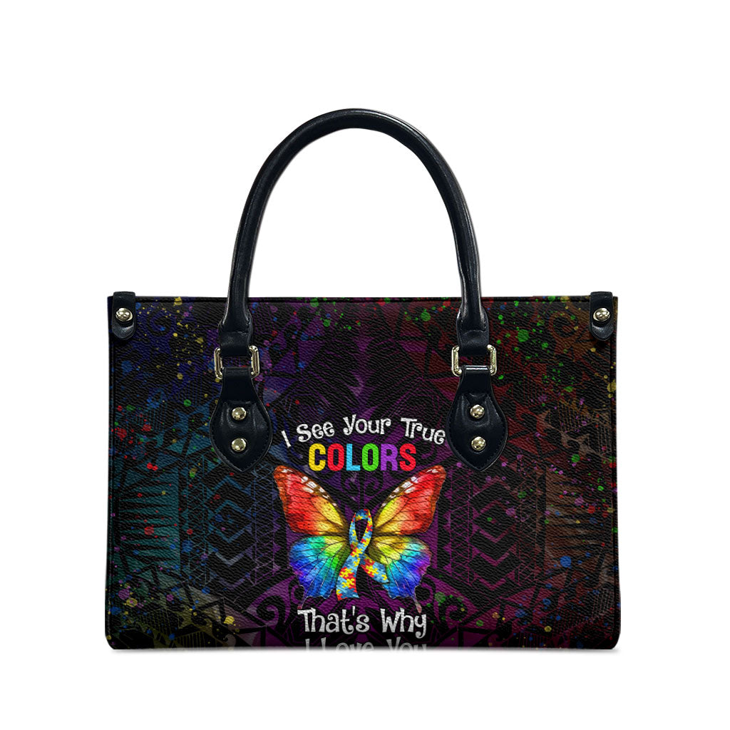I See Your True Colors Leather Bag Autism Support