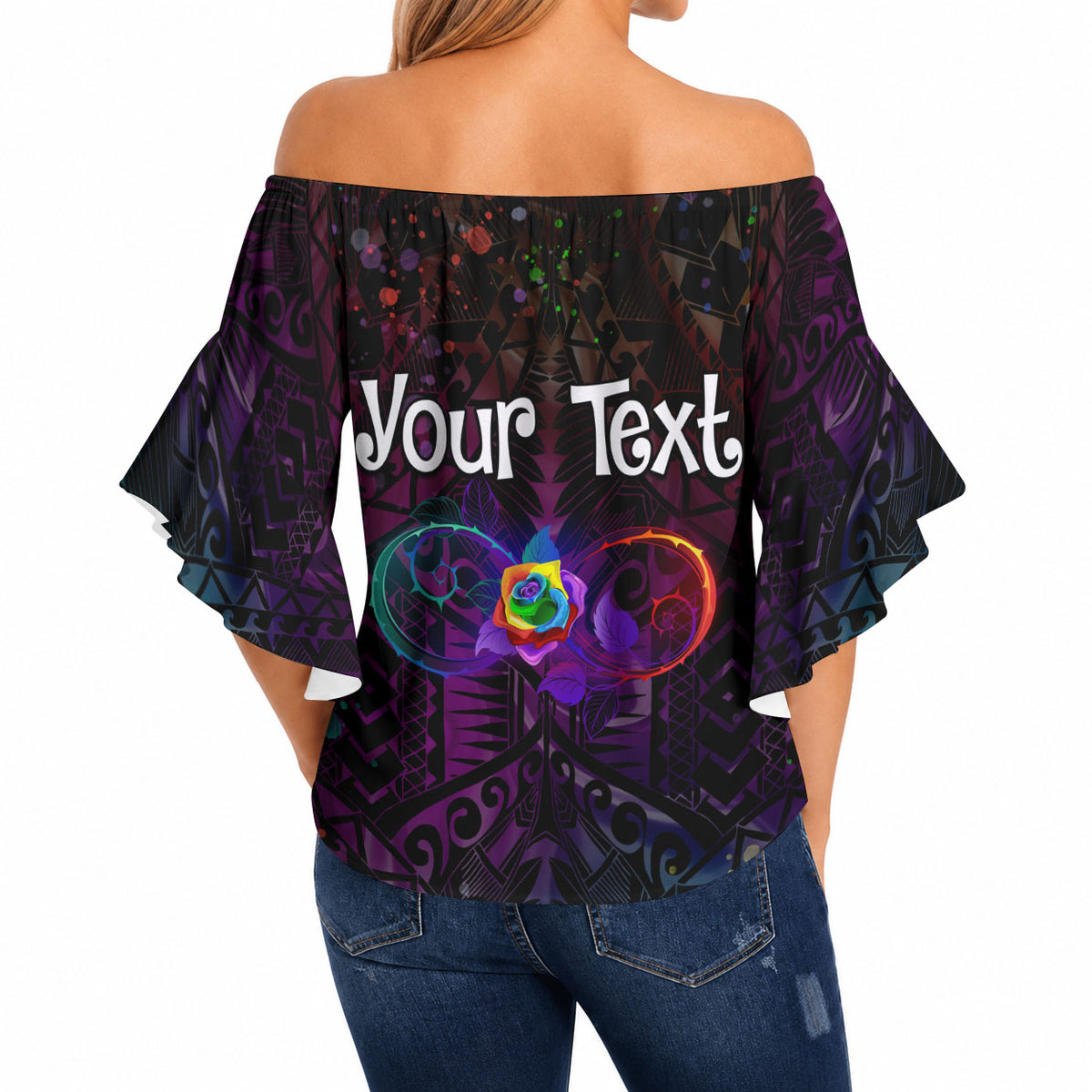 I See Your True Colors Personalised Off Shoulder Wrap Waist Top Autism Support