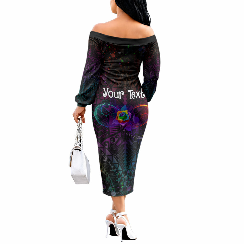 I See Your True Colors Personalised Off The Shoulder Long Sleeve Dress Autism Support