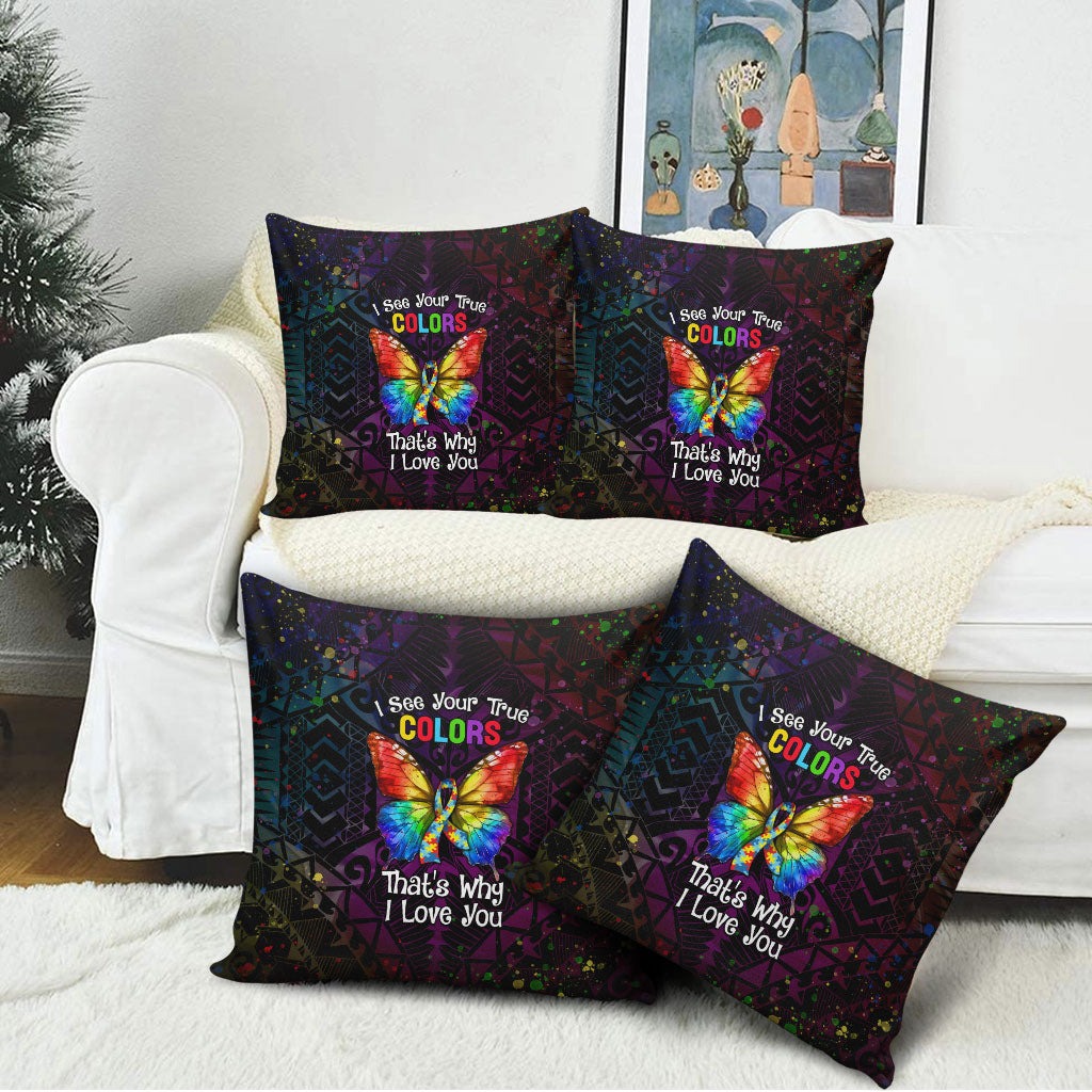 I See Your True Colors Pillow Cover Autism Support