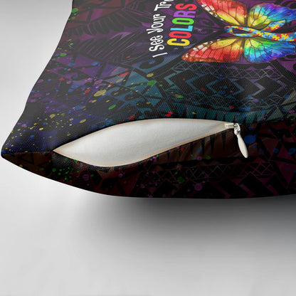 I See Your True Colors Pillow Cover Autism Support