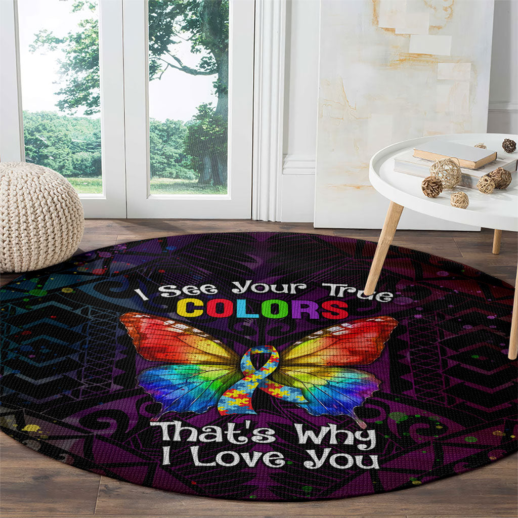 I See Your True Colors Round Carpet Autism Support