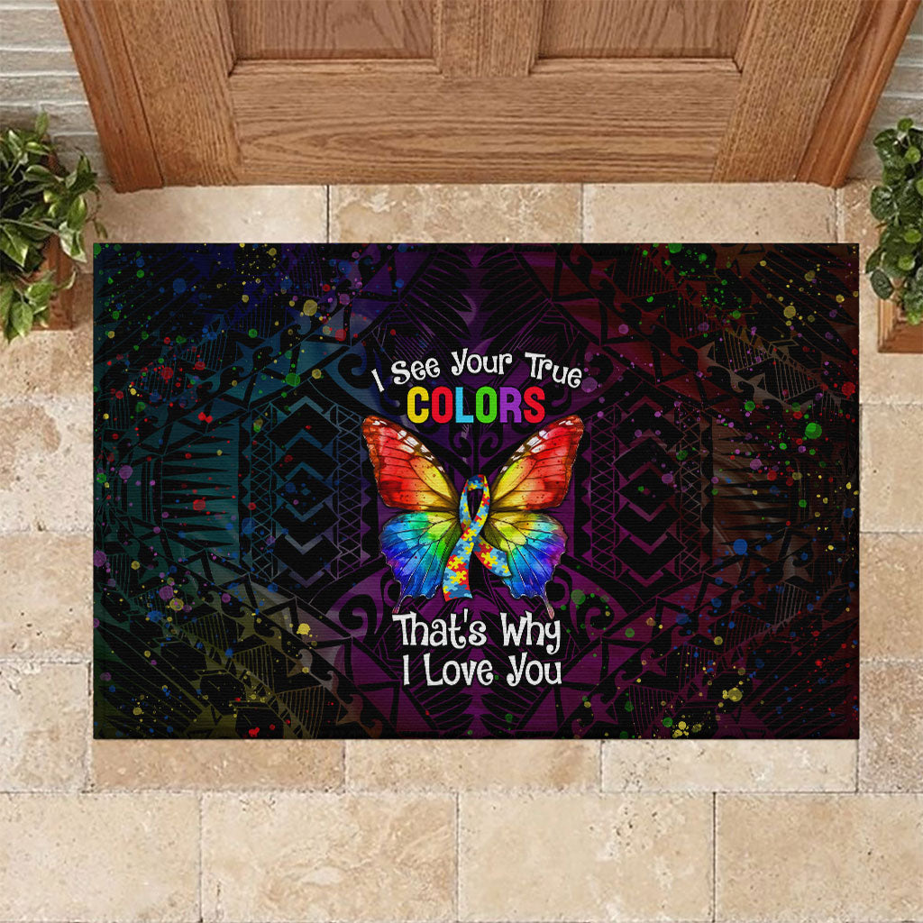 I See Your True Colors Rubber Doormat Autism Support