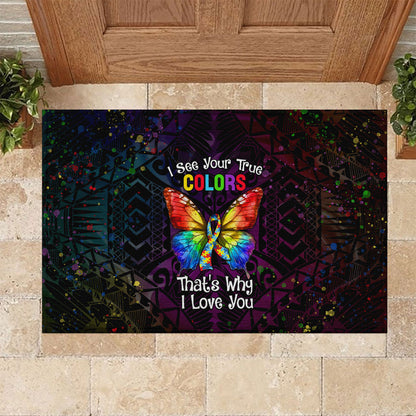 I See Your True Colors Rubber Doormat Autism Support