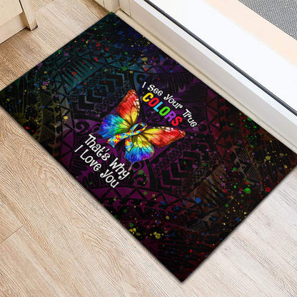 I See Your True Colors Rubber Doormat Autism Support
