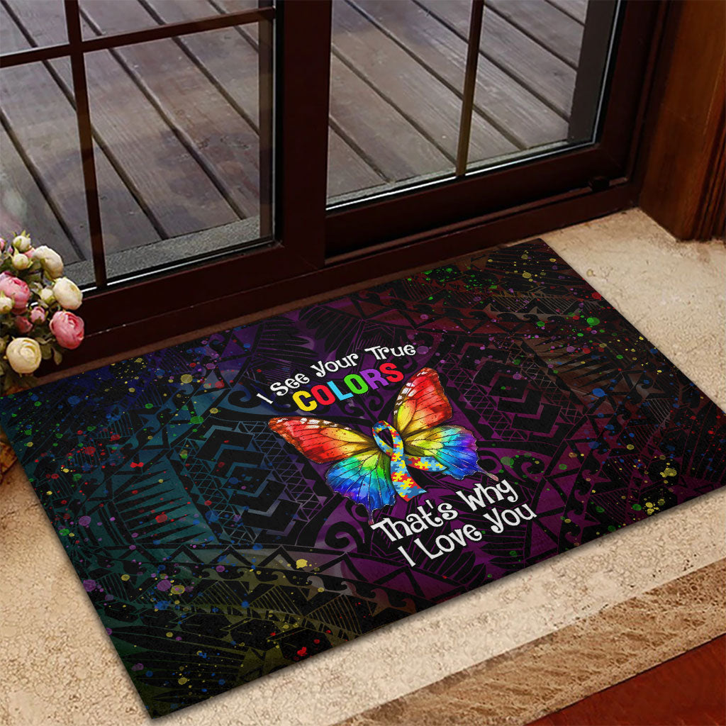 I See Your True Colors Rubber Doormat Autism Support