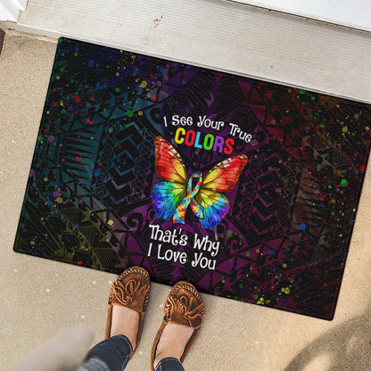 I See Your True Colors Rubber Doormat Autism Support