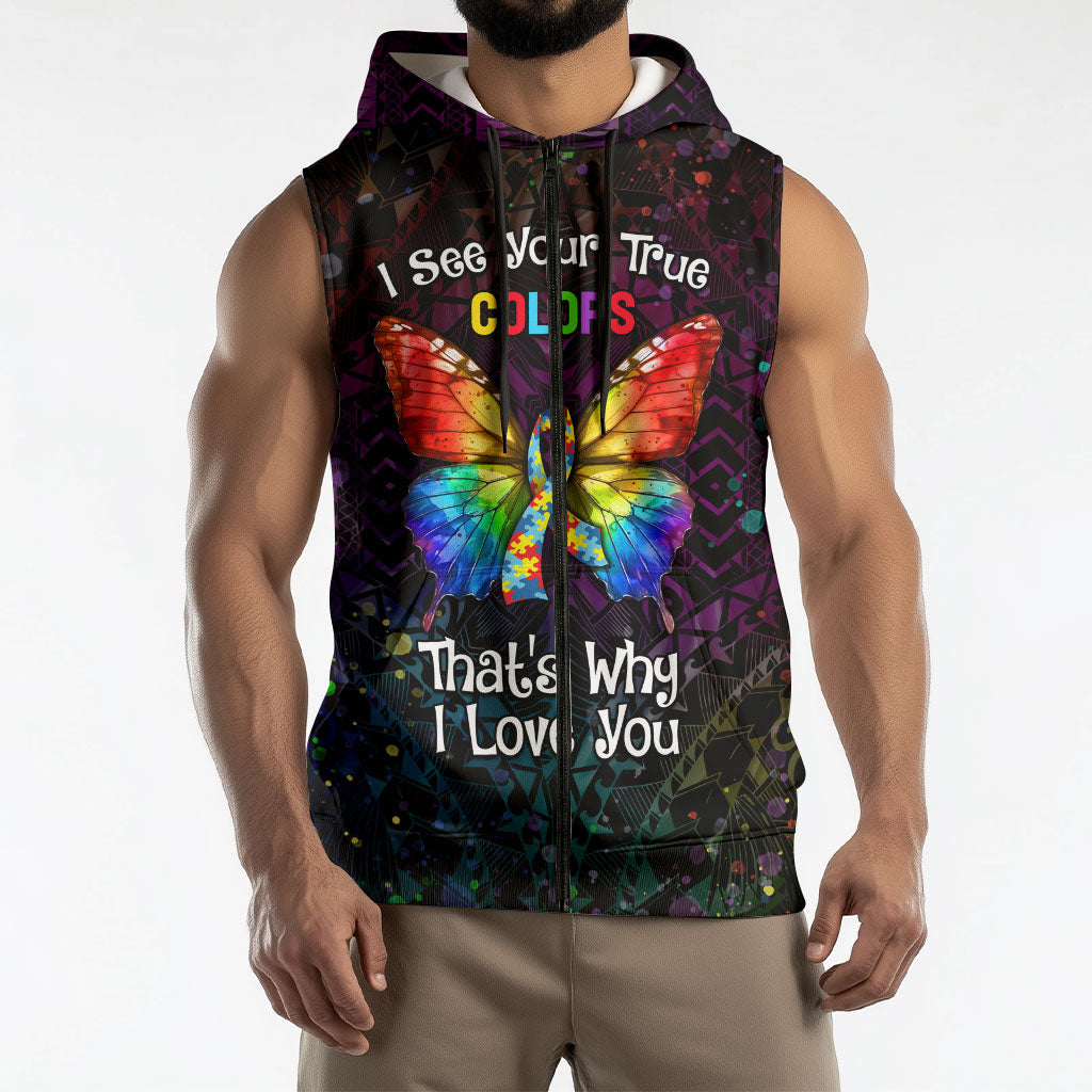 I See Your True Colors Personalised Sleeveless Zip Hoodie Autism Support