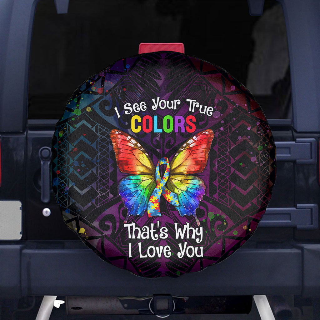 I See Your True Colors Spare Tire Cover Autism Support