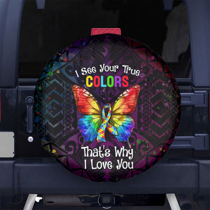 I See Your True Colors Spare Tire Cover Autism Support