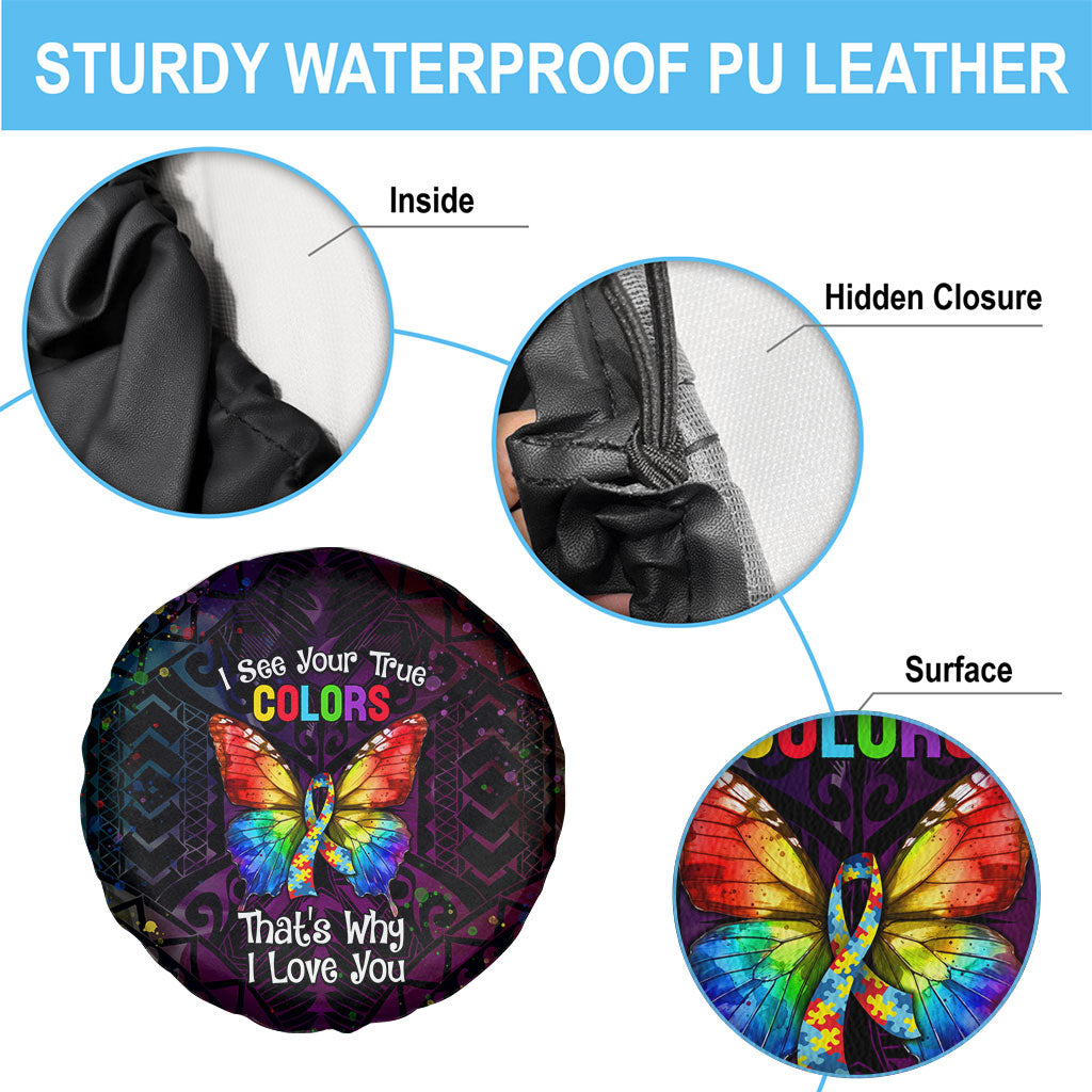 I See Your True Colors Spare Tire Cover Autism Support