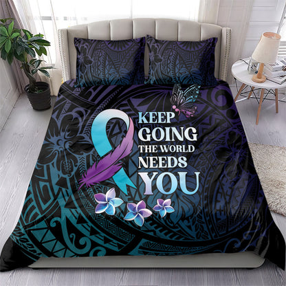 Polynesia Suicide Prevention Bedding Set Keep Going The World Needs You