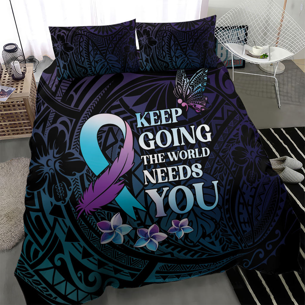 Polynesia Suicide Prevention Bedding Set Keep Going The World Needs You
