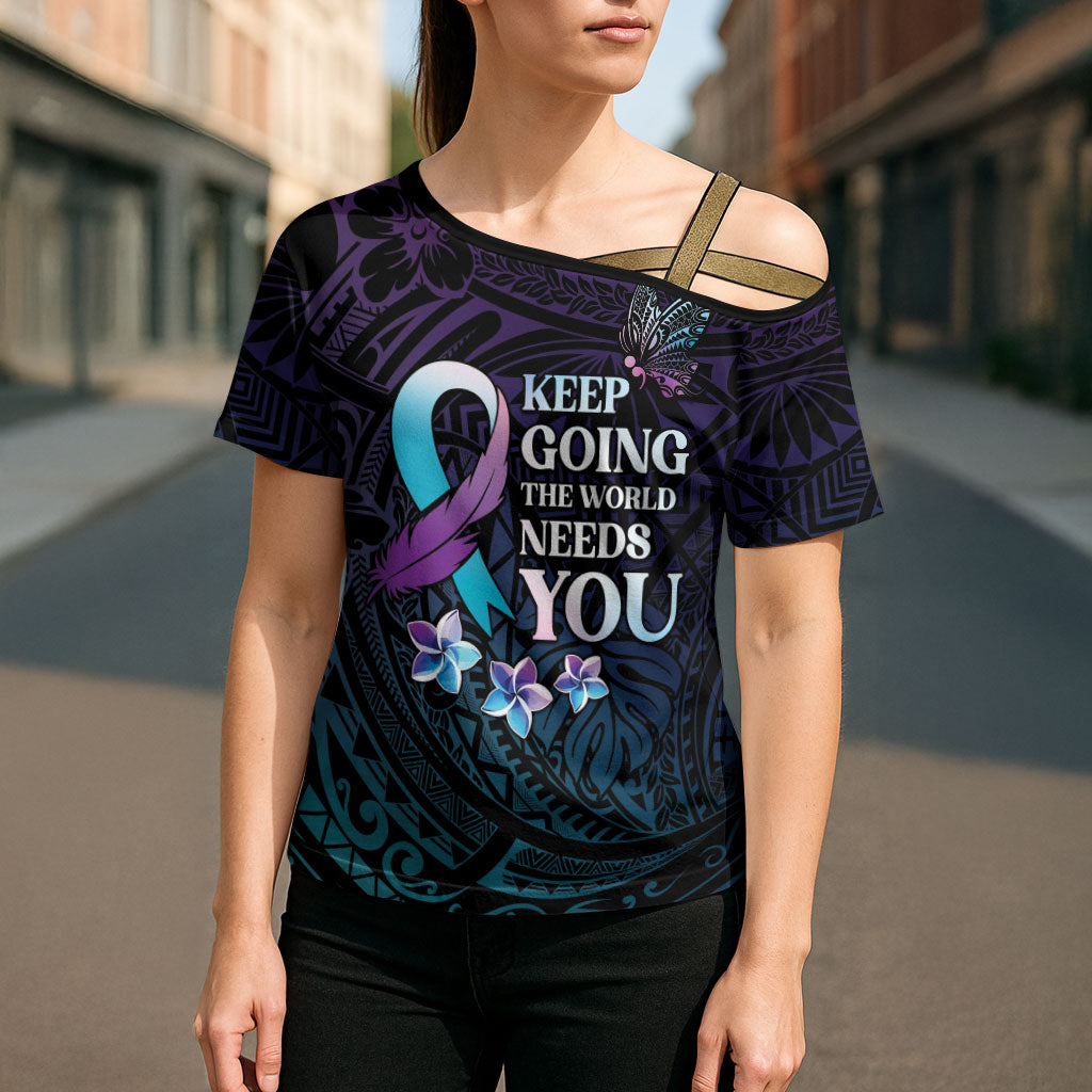 Polynesia Suicide Prevention Cross Shoulder Shirt Keep Going The World Needs You