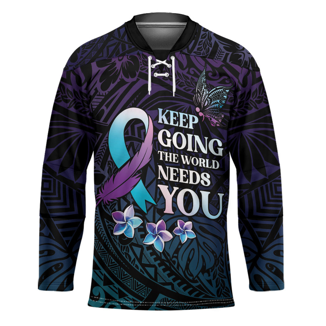Polynesia Suicide Prevention Hockey Jersey Keep Going The World Needs You