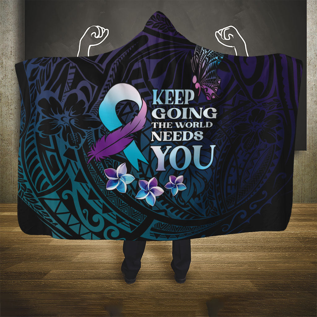 Polynesia Suicide Prevention Hooded Blanket Keep Going The World Needs You