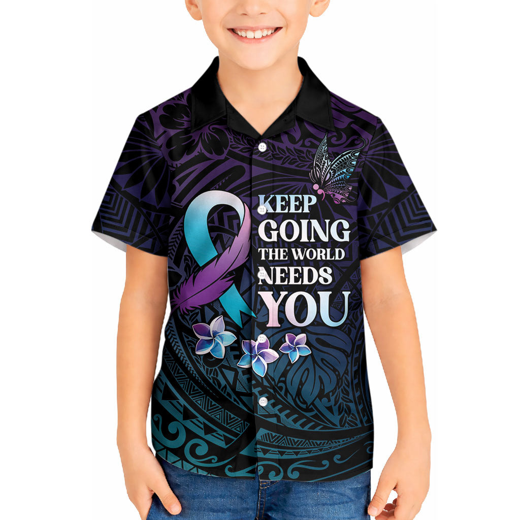 Polynesia Suicide Prevention Kid Hawaiian Shirt Keep Going The World Needs You