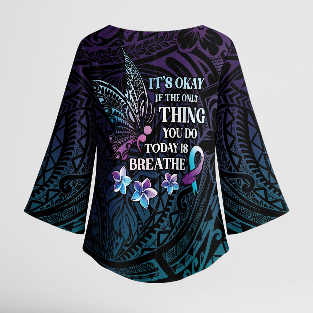 Polynesia Suicide Prevention Kimono Sleeve Blouse Keep Going The World Needs You