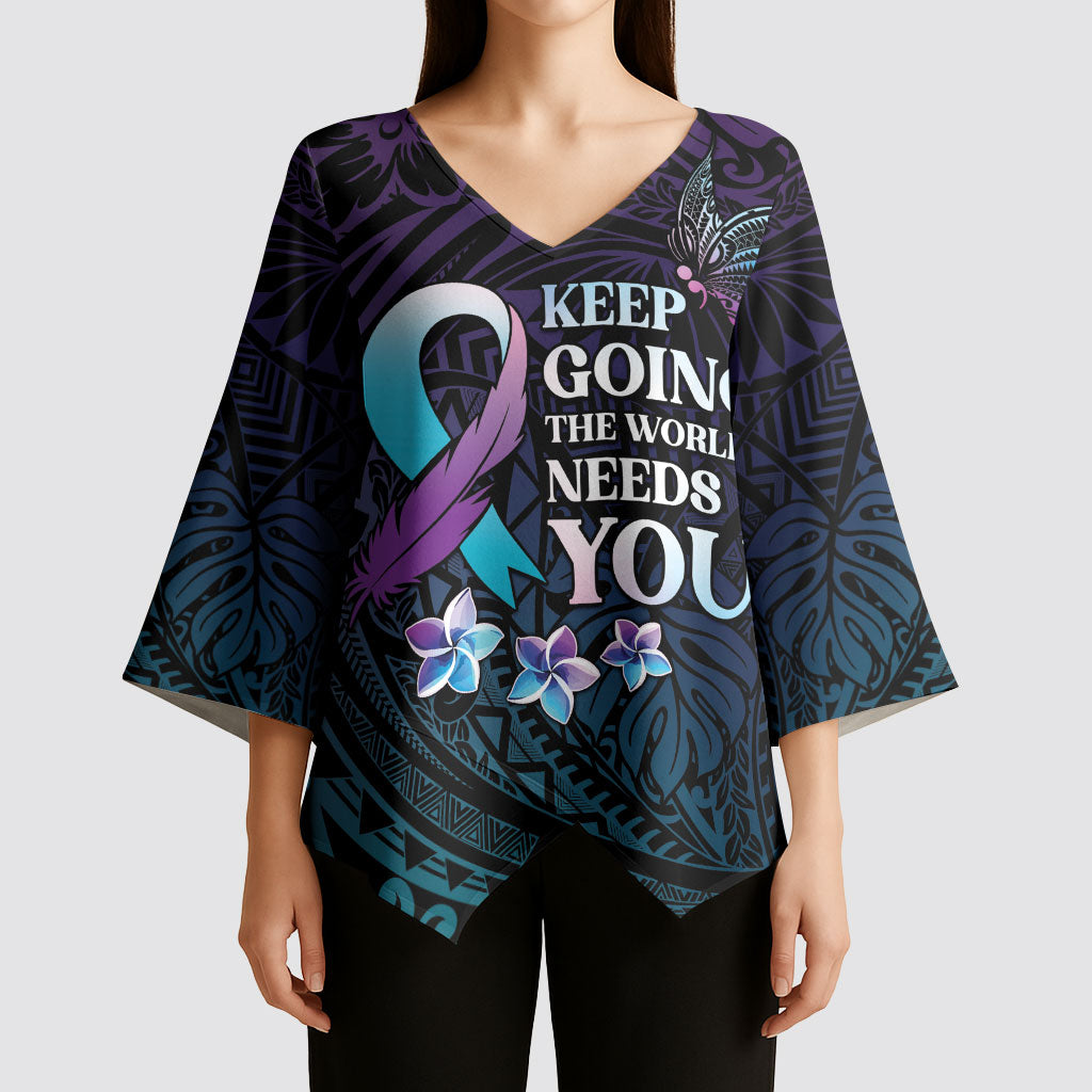 Polynesia Suicide Prevention Kimono Sleeve Blouse Keep Going The World Needs You