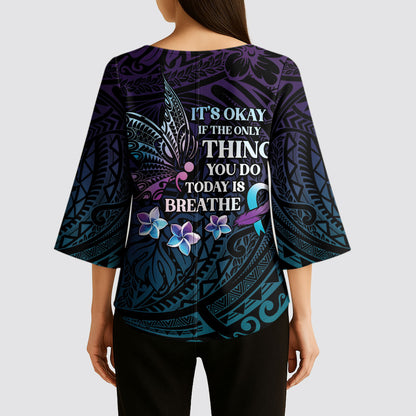 Polynesia Suicide Prevention Kimono Sleeve Blouse Keep Going The World Needs You
