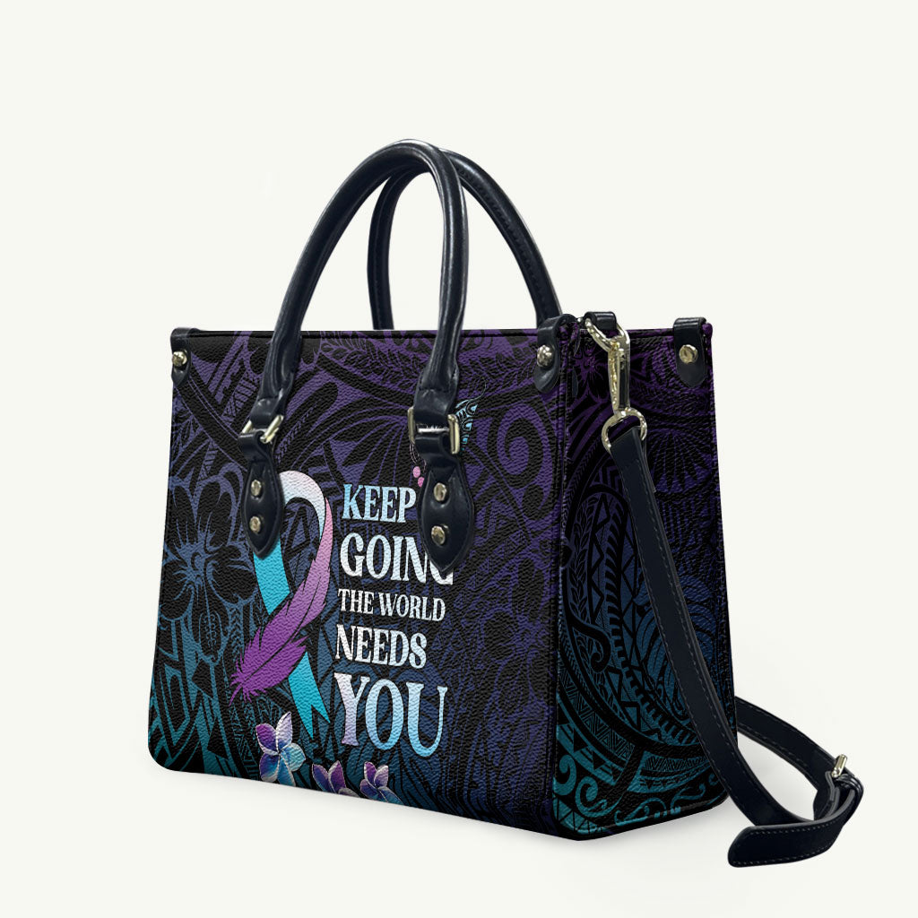 Polynesia Suicide Prevention Leather Bag Keep Going The World Needs You