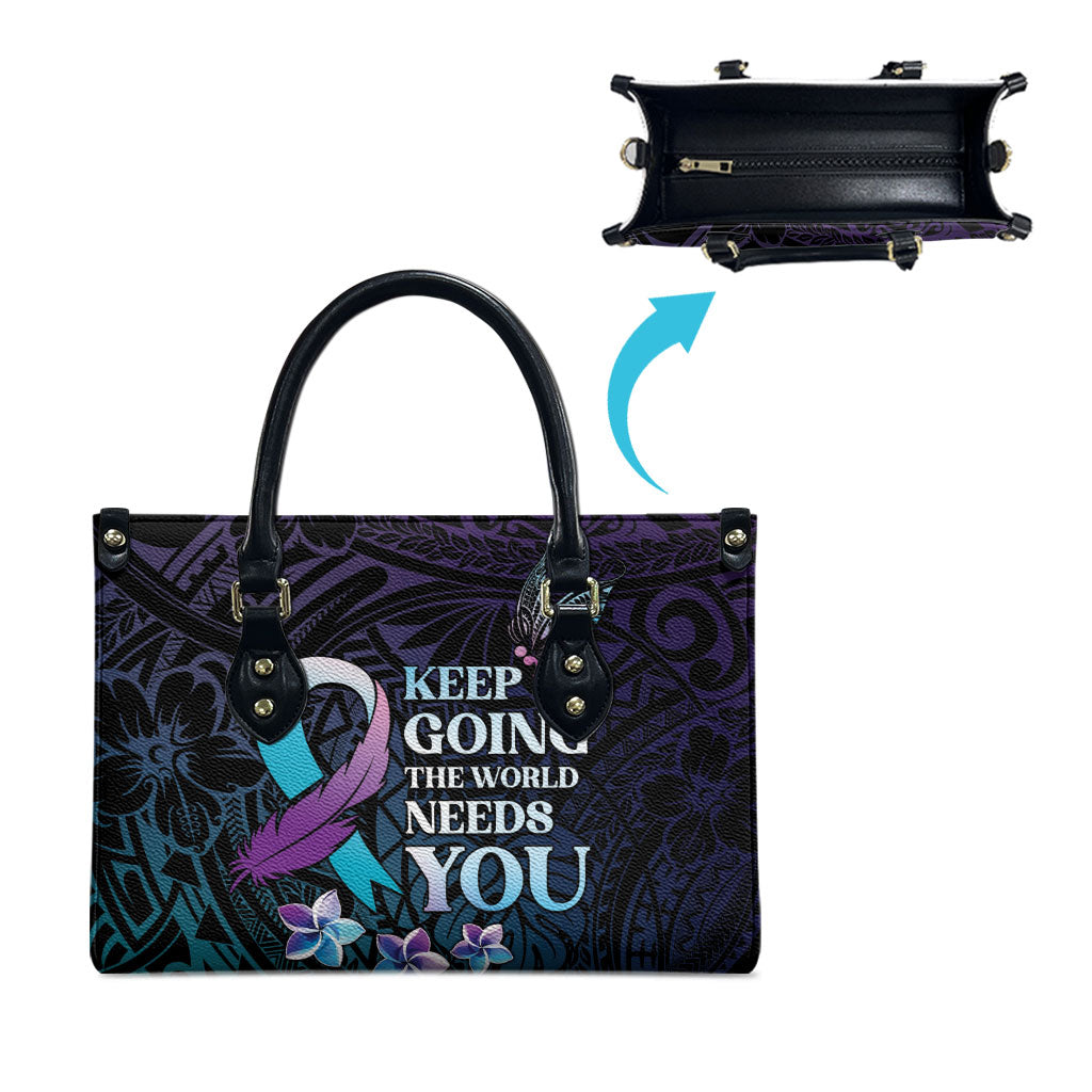Polynesia Suicide Prevention Leather Bag Keep Going The World Needs You