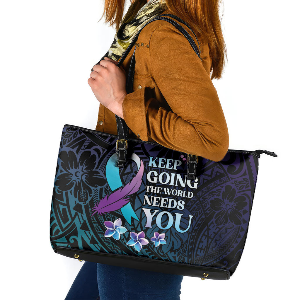 Polynesia Suicide Prevention Leather Tote Bag Keep Going The World Needs You