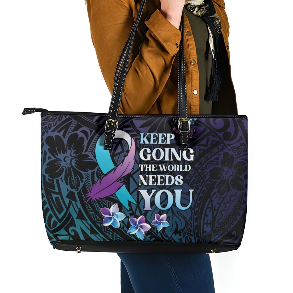 Polynesia Suicide Prevention Leather Tote Bag Keep Going The World Needs You