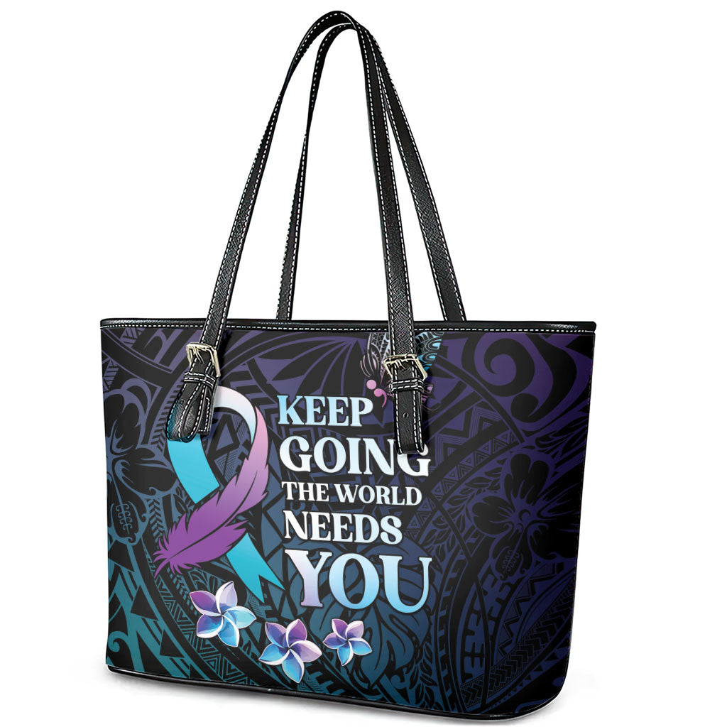 Polynesia Suicide Prevention Leather Tote Bag Keep Going The World Needs You