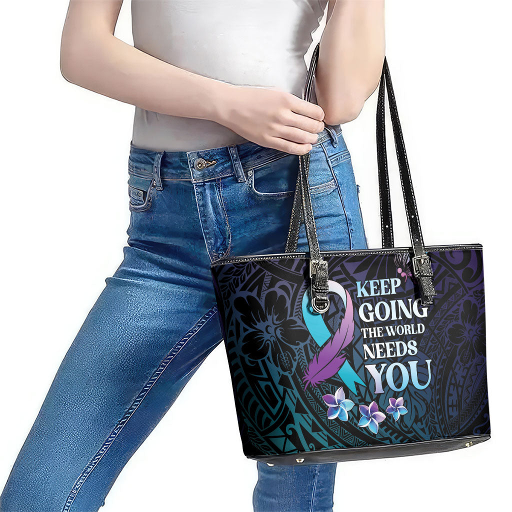Polynesia Suicide Prevention Leather Tote Bag Keep Going The World Needs You
