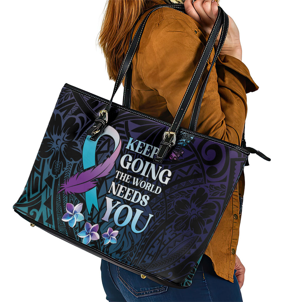 Polynesia Suicide Prevention Leather Tote Bag Keep Going The World Needs You