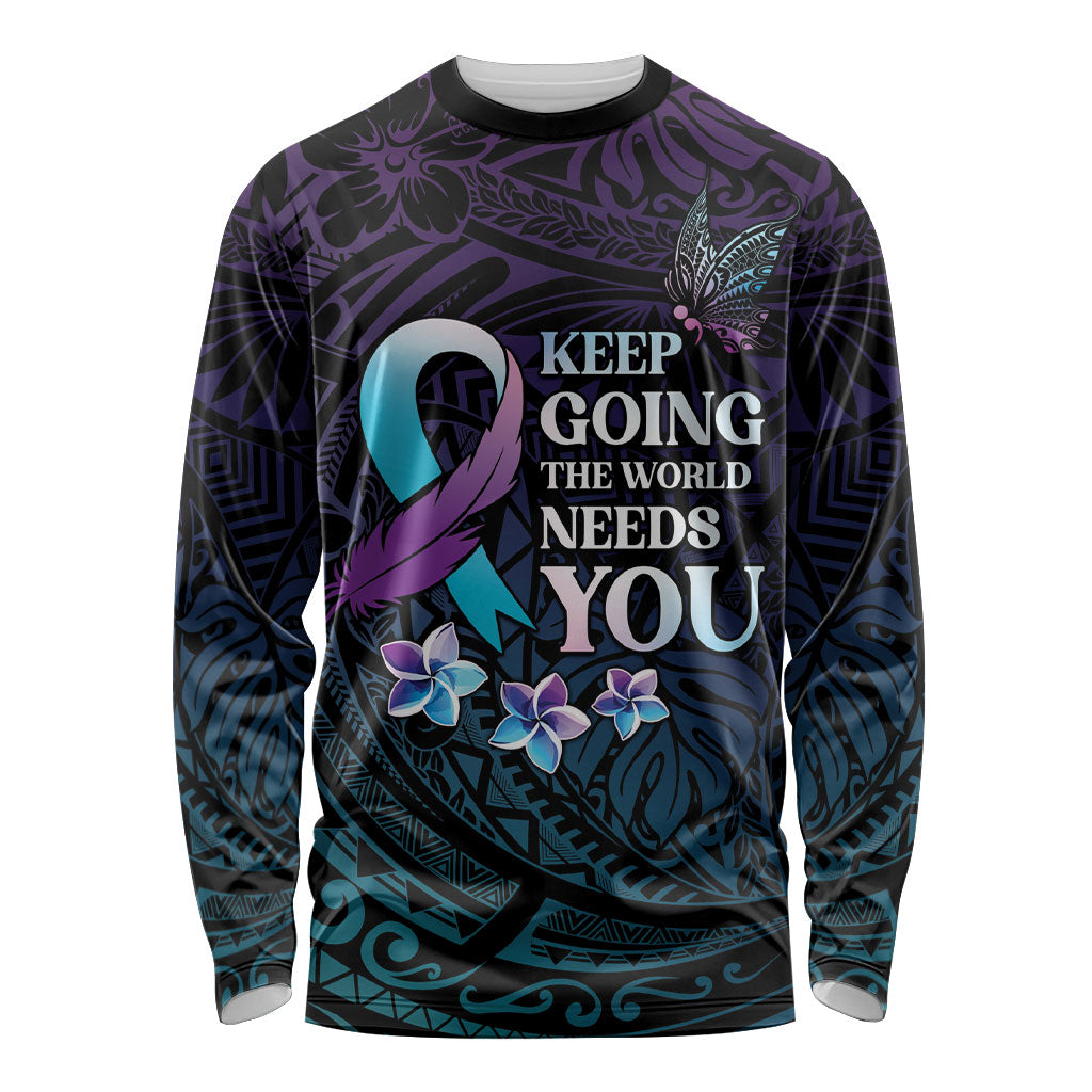 Polynesia Suicide Prevention Long Sleeve Shirt Keep Going The World Needs You