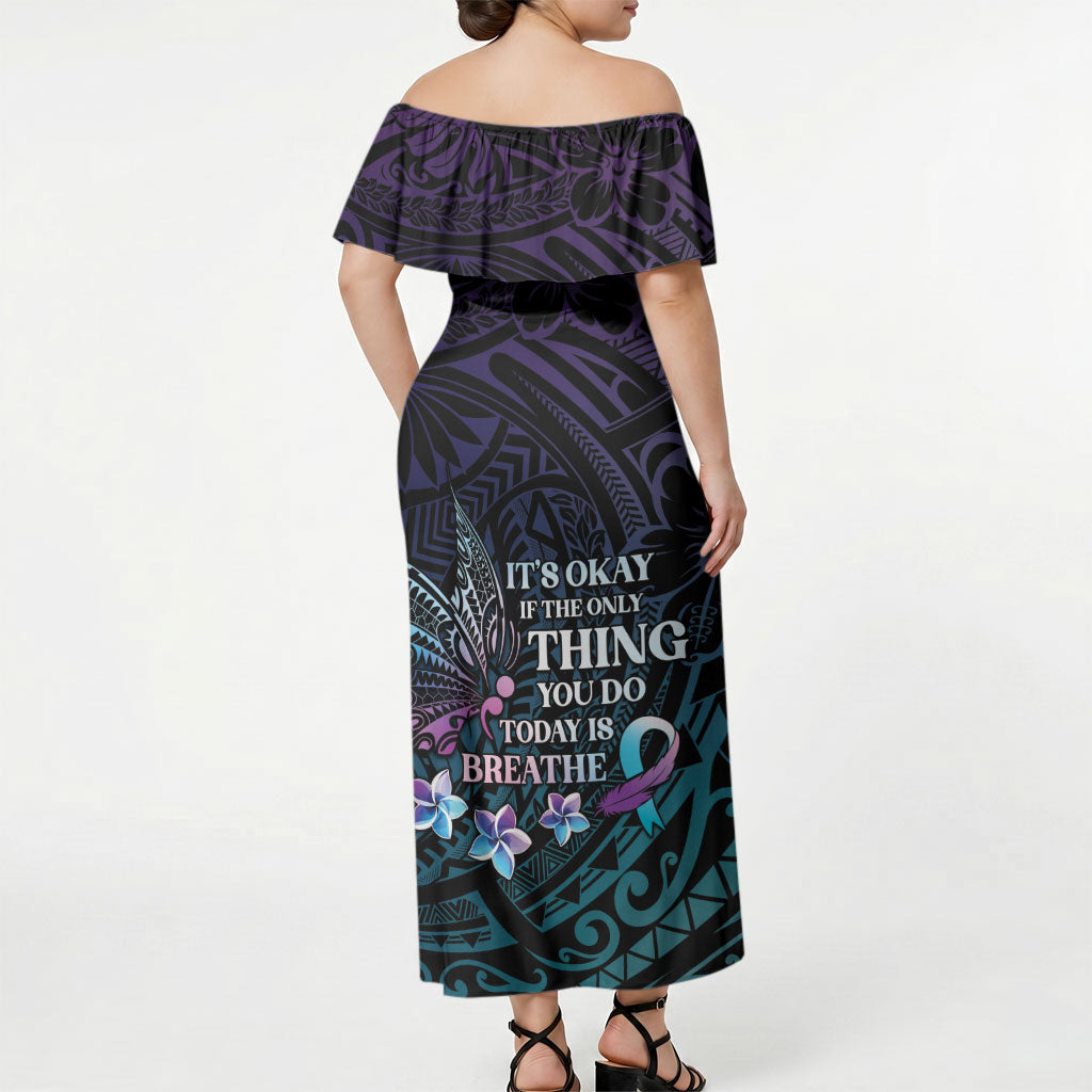 Polynesia Suicide Prevention Off Shoulder Maxi Dress Keep Going The World Needs You