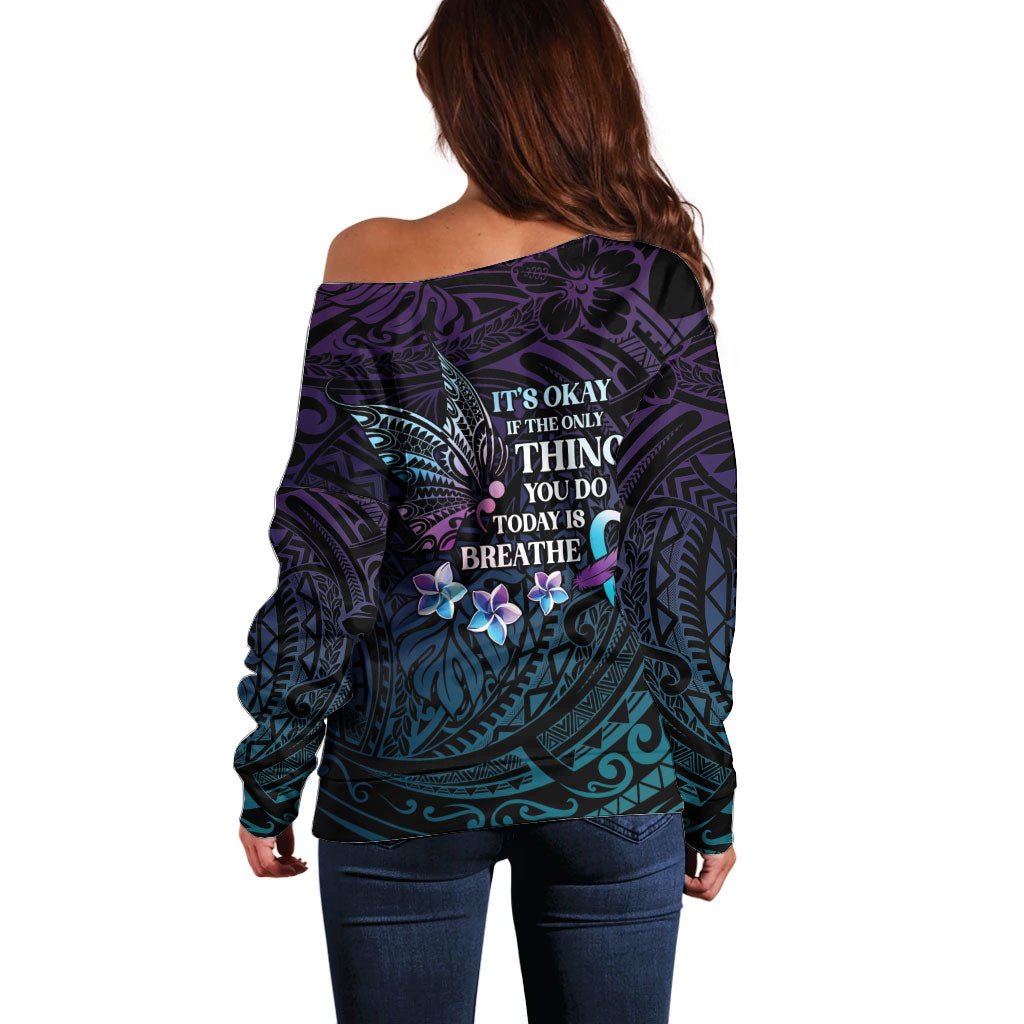 Polynesia Suicide Prevention Off Shoulder Sweater Keep Going The World Needs You