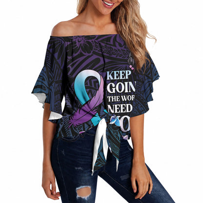 Polynesia Suicide Prevention Off Shoulder Wrap Waist Top Keep Going The World Needs You
