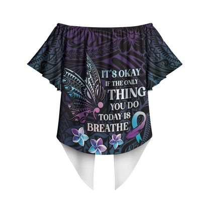 Polynesia Suicide Prevention Off Shoulder Wrap Waist Top Keep Going The World Needs You