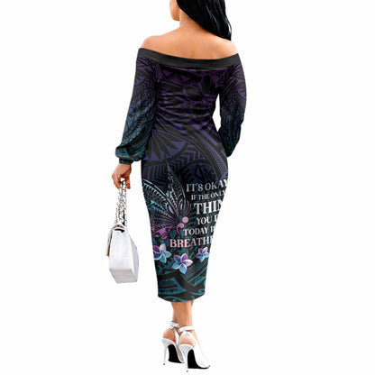Polynesia Suicide Prevention Off The Shoulder Long Sleeve Dress Keep Going The World Needs You