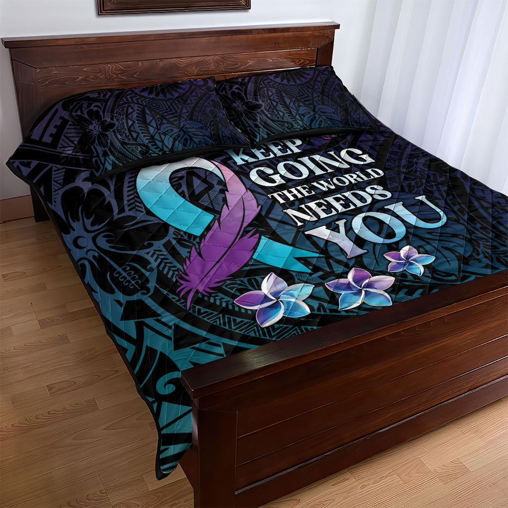 Polynesia Suicide Prevention Quilt Bed Set Keep Going The World Needs You