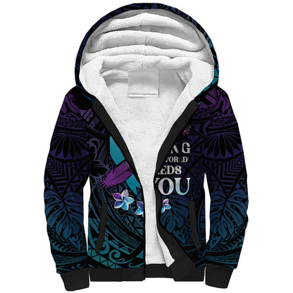Polynesia Suicide Prevention Sherpa Hoodie Keep Going The World Needs You