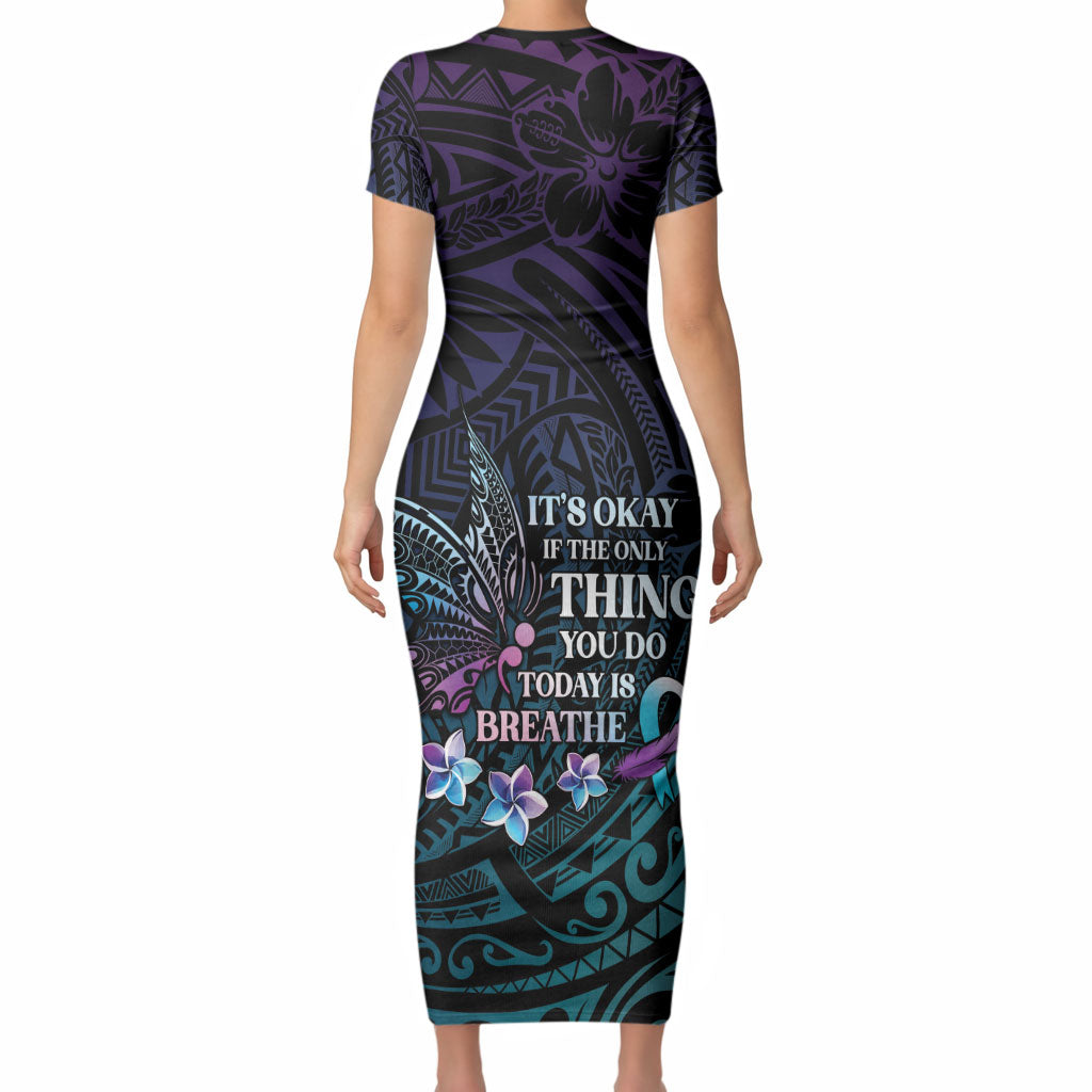 Polynesia Suicide Prevention Short Sleeve Bodycon Dress Keep Going The World Needs You
