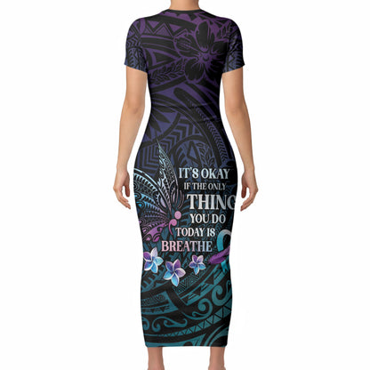 Polynesia Suicide Prevention Short Sleeve Bodycon Dress Keep Going The World Needs You