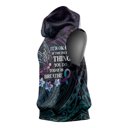 Polynesia Suicide Prevention Sleeveless Hoodie Keep Going The World Needs You
