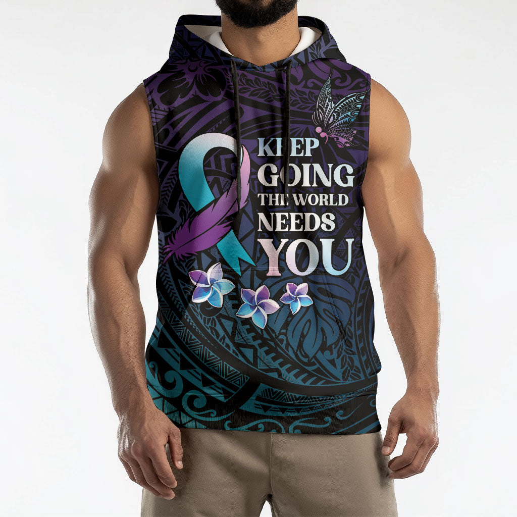 Polynesia Suicide Prevention Sleeveless Hoodie Keep Going The World Needs You