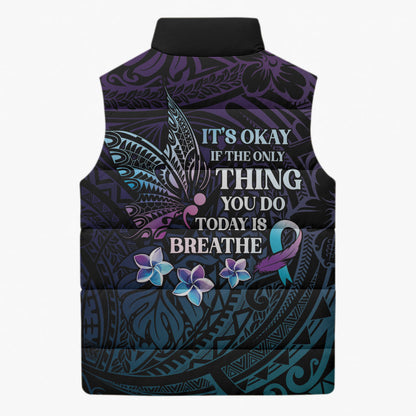 Polynesia Suicide Prevention Sleeveless Puffer Jacket Keep Going The World Needs You