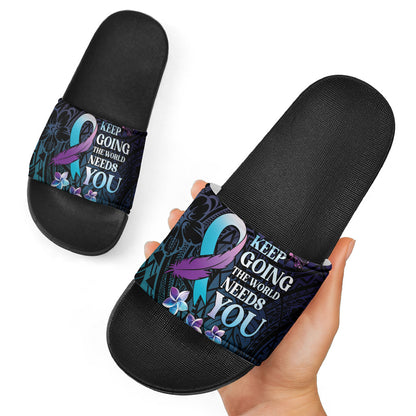 Polynesia Suicide Prevention Slide Sandals Keep Going The World Needs You