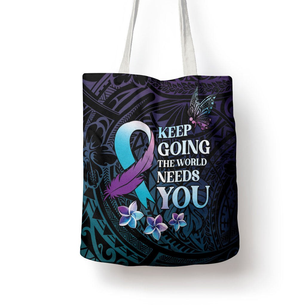 Polynesia Suicide Prevention Tote Bag Keep Going The World Needs You